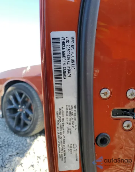2020 Dodge Challenger Gt from USA, damaged, VIN 2C3CDZJGXLH196499